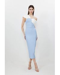 Karen Millen - Figure Form Bandage Asymmetric Strap Knit Midi Dress - Lyst