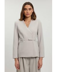 Karen Millen - Compact Stretch Belted Tailored Jacket - Lyst