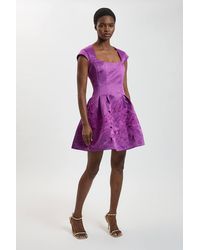 Karen Millen - Tailored Satin Cutwork Mini Dress - Lyst