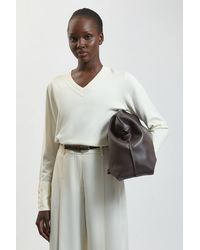 Karen Millen - Forever Viscose Blend Knitted Stitch Detail V Neck Long Sleeve Jumper - Lyst