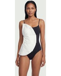Karen Millen - Drama Ruffle Strappy High Leg Swimsuit - Lyst