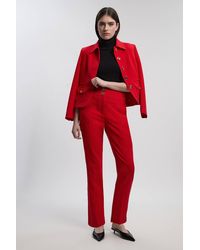 Karen Millen - Textured Compact Stretch Tailored Straight Leg Trouser - Lyst
