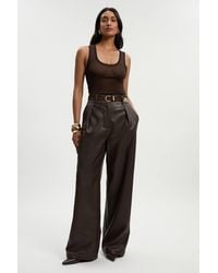Karen Millen - Faux Leather High Waisted Wide Leg Trousers - Lyst