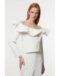 Karen Millen - Drama Ruffle Asymmetric Tailored Jacket - Lyst