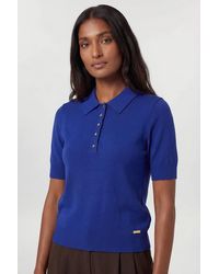 Karen Millen - Forever Viscose Blend Collared Polo Top - Lyst