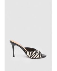 Karen Millen - Leather Pony Skin Print Peep Toe Mule - Lyst