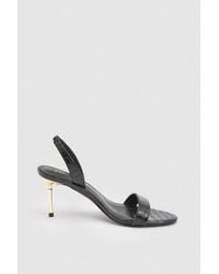 Karen Millen - Leather Croc Print Strappy Heeled Sandal - Lyst