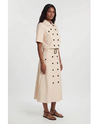 Karen Millen - Tailored Cotton Trench Button Front Pleated Skirt - Lyst