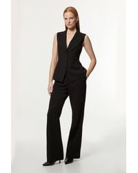 Karen Millen - Petite Compact Stretch Essential Tailored Straight Leg Trouser - Lyst