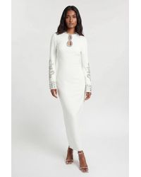 Karen Millen - Figure Form Bandage Knit Embellished Wide Sleeve Midi Dress - Lyst