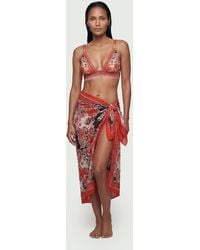 Karen Millen - Scarf Mirrored Print Cotton Voile Sarong - Lyst