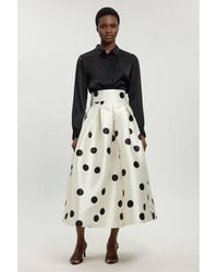Karen Millen - Spot Woven Twill Prom Skirt - Lyst