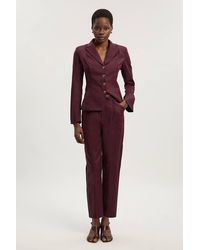 Karen Millen - Techno Barrel Leg Woven Trousers - Lyst