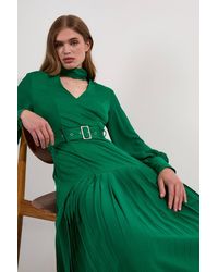 Karen Millen - Forever Jersey Ponte Georgette Mix Midi Dress - Lyst