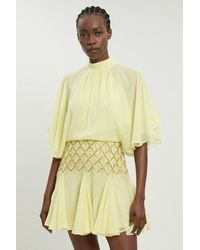 Karen Millen - Beaded Cape Detail Mini Dress - Lyst