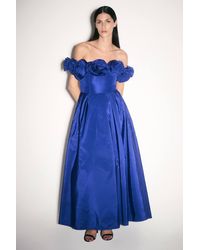 Karen Millen - Drama Taffeta Rosette Woven Maxi Prom Dress - Lyst