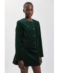 Karen Millen - Tailored Velvet Collarless Jacket - Lyst