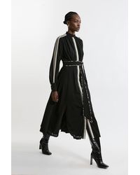 Karen Millen - Military Stripe Balloon Sleeve Maxi Dress - Lyst