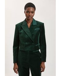Karen Millen - Velvet And Satin Mix Tailored Jacket - Lyst
