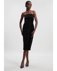 Karen Millen - Velvet Groisgrain Bandeau Midi Tailored Dress - Lyst