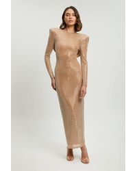 Karen Millen - Crystal Embellished Cowl Back Maxi Dress - Lyst