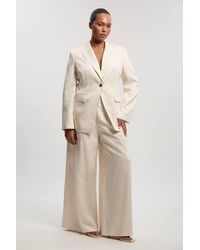 Karen Millen - Plus Size Tailored Linen Single Breasted Blazer - Lyst