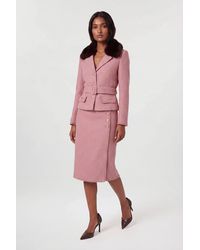 Karen Millen - Texture Tweed Button Midi Pencil Skirt - Lyst