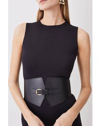 Karen Millen - Leather Wide Waist Belt - Lyst