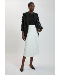 Karen Millen - Compact Stretch Pleated Midi Kilt Skirt - Lyst
