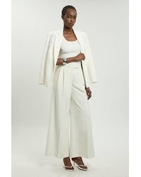 Karen Millen - Compact Viscose Tailored Wide Leg Trouser - Lyst