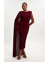 Karen Millen - Plus Size Premium Slinky Crepe Scarf Detail Maxi Dress - Lyst
