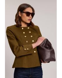 Karen Millen - Cotton Tailored Button Detail Peplum Blazer - Lyst