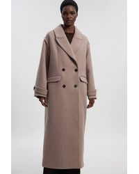 Karen Millen - Wool Oversized Double Breasted Tailored Midi Coat - Lyst