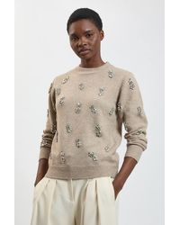 Karen Millen - Wool Blend Embellished Cosy Knitted Jumper - Lyst