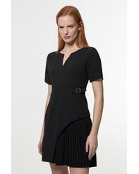 Karen Millen - Forever Tailored Military Pleat Short Sleeve Mini Dress - Lyst