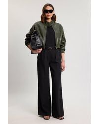 Karen Millen - Leather Bomber Jacket - Lyst
