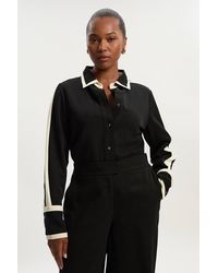 Karen Millen - Plus Size Forever Colour Block Twill Woven Shirt - Lyst