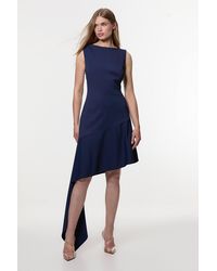 Karen Millen - Digital Ophelia Tall Polished Tailored Open Back Hem Detail Mini Dress - Lyst