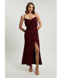 Karen Millen - Drapey Crepe Bodice Detail Split Maxi Dress - Lyst