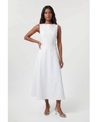 Karen Millen - Petite Premium Cotton Tailored Fabric Belted Buckle Midi Dress - Lyst