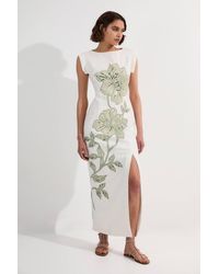 Karen Millen - Premium Summer Embellished Applique Tailored Maxi Dress - Lyst