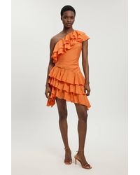 Karen Millen - Drama Frill Midi Dress - Lyst