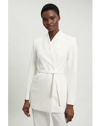 Karen Millen - Tailored Collarless Belted Blazer - Lyst