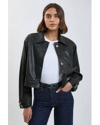 Karen Millen - Faux Leather Tab Detail Bomber Jacket - Lyst