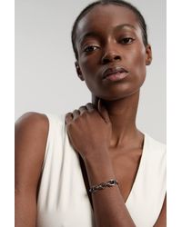 Karen Millen - Chain Link Leather Bracelet - Lyst