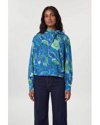 Karen Millen - Viscose Woven Stripe Contrast Floral Blouse - Lyst