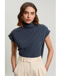 Karen Millen - Cowl Neck Tie Detail Jersey Top - Lyst