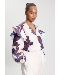 Karen Millen - Plus Size Graphic Cotton Sateen Woven Shirt - Lyst
