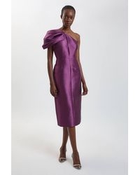Karen Millen - One Shoulder Twill Midi Dress - Lyst