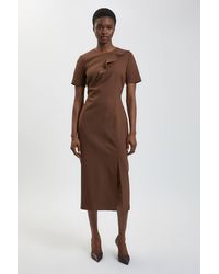 Karen Millen - Tailored Fold Detail Midi Pencil Dress - Lyst
